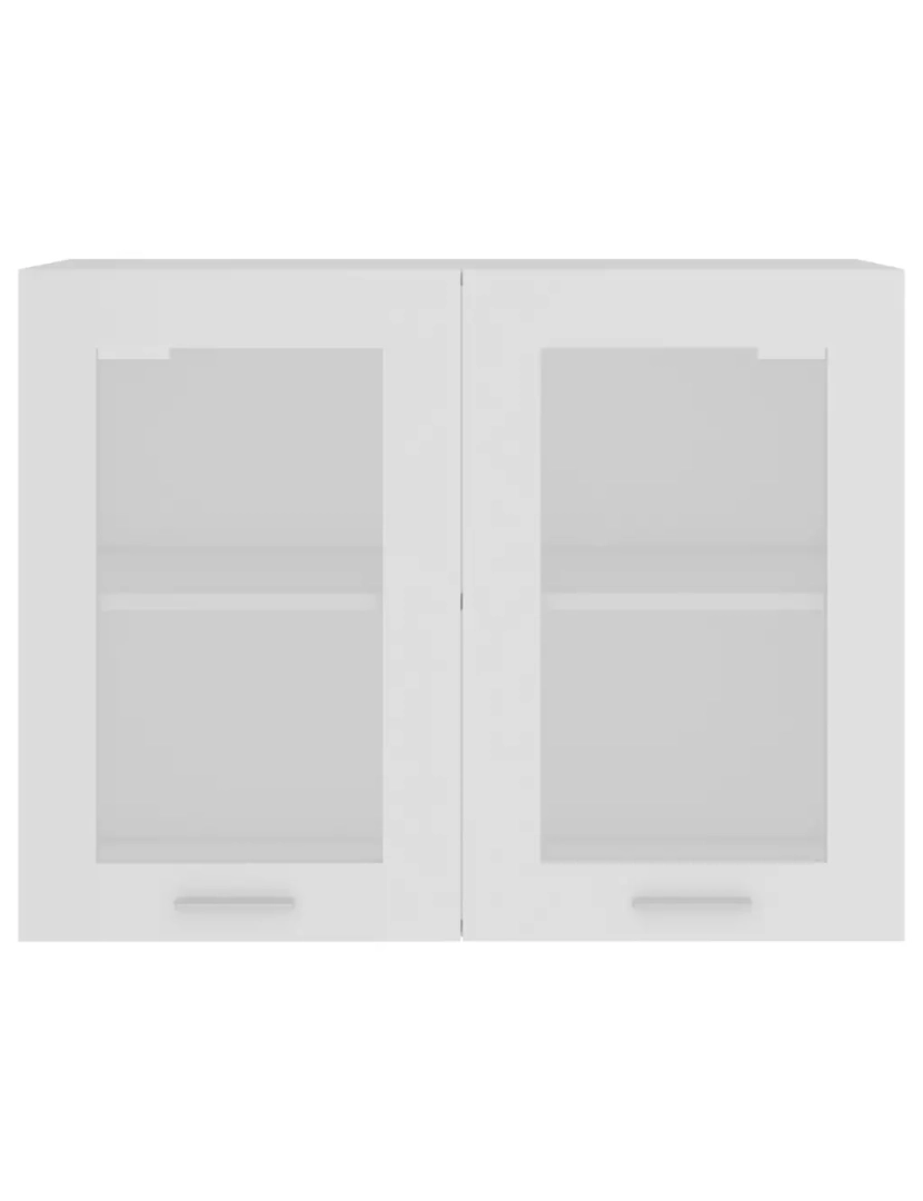 imagem de Armário de parede，Armário de armazenamento c/ vidro 80x31x60 cm contraplacado branco CFW817926