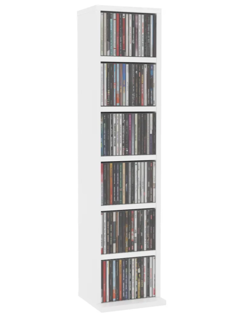 imagem de Armário para CD，Armário de armazenamento 21x20x88 cm madeira processada branco CFW246733