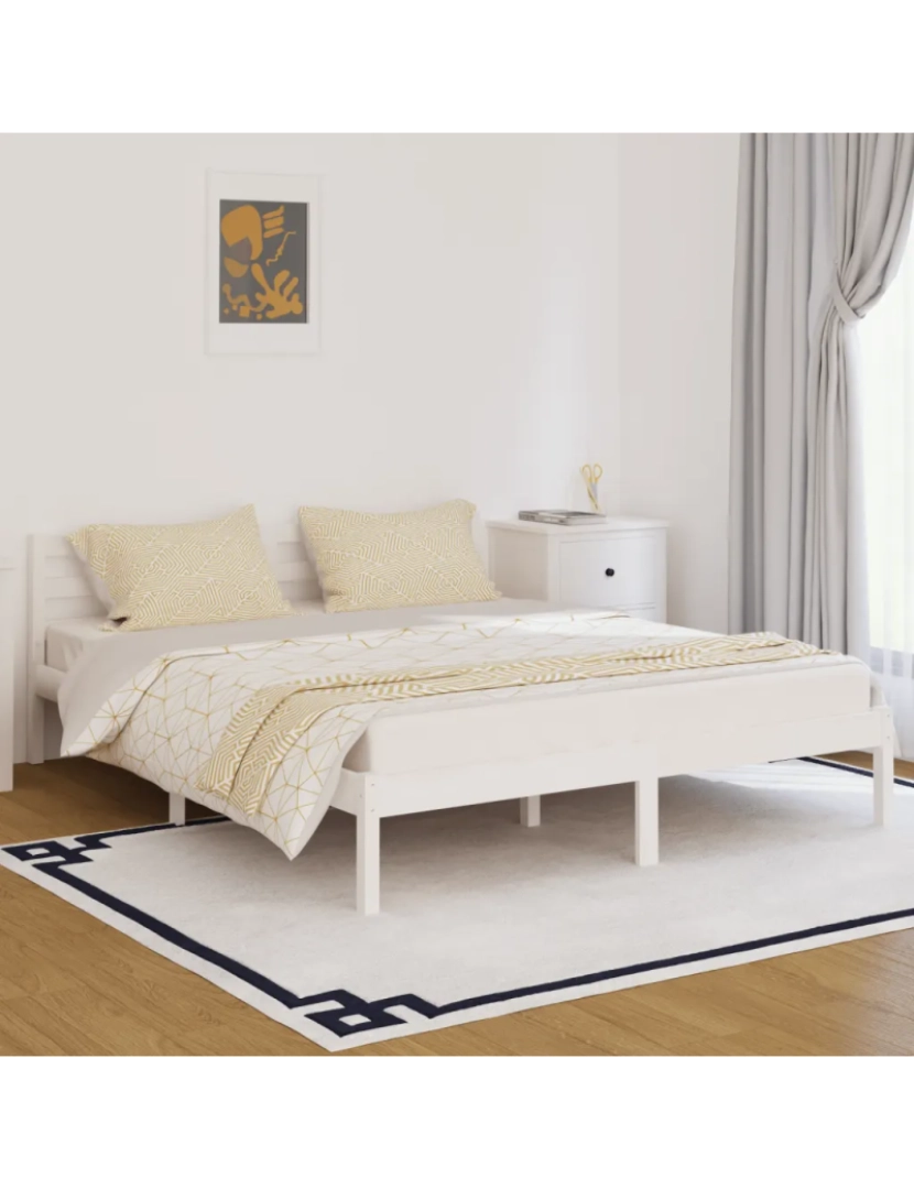 Vidaxl - Cama Casal | Cama de adulto | Estrutura de cama 160x200 cm pinho maciço branco CFW153047