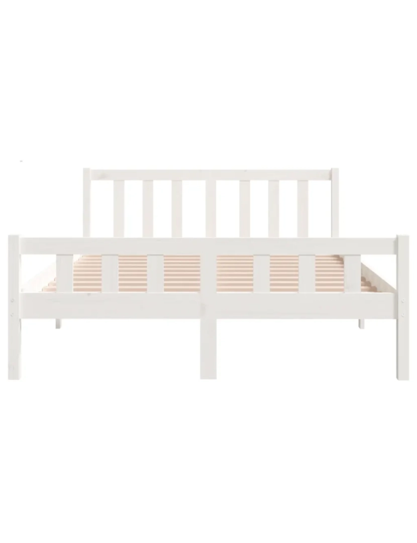 imagem de Cama Casal | Cama de adulto | Estrutura de cama casal 135x190 cm madeira maciça branco CFW6465015