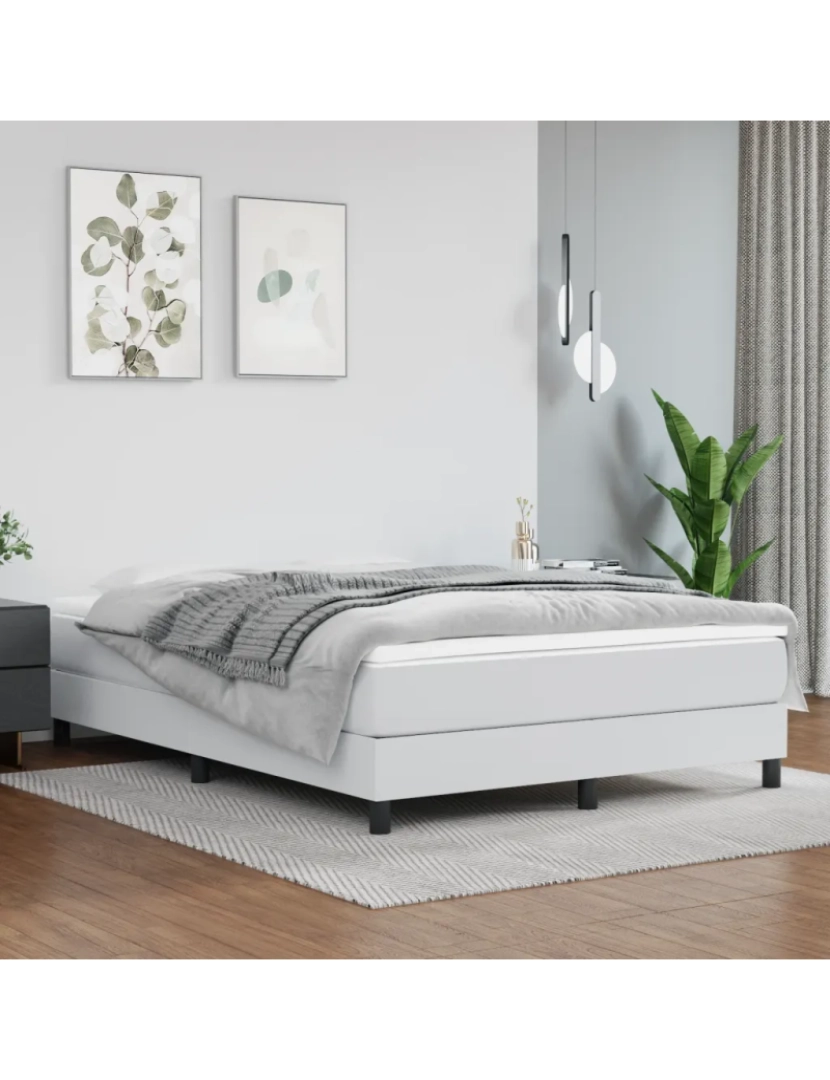 Vidaxl - Cama Casal | Cama de adulto | Estrutura de cama com molas 140x200 cm couro artificial branco CFW190017