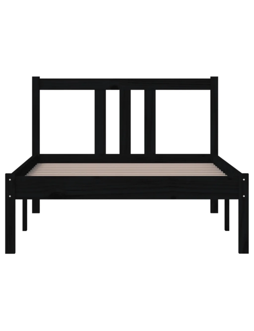 imagem de Cama Individual | Cama de adulto | Estrutura de cama 90x200 cm madeira maciça preto CFW8423354