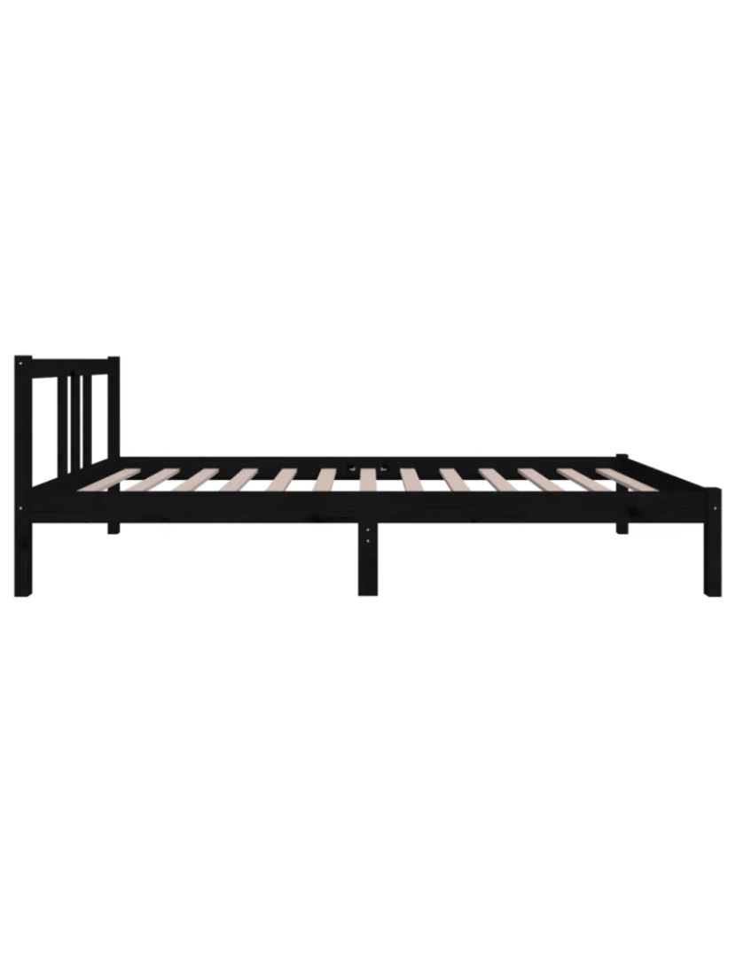 imagem de Cama Individual | Cama de adulto | Estrutura de cama 90x200 cm madeira maciça preto CFW8423355