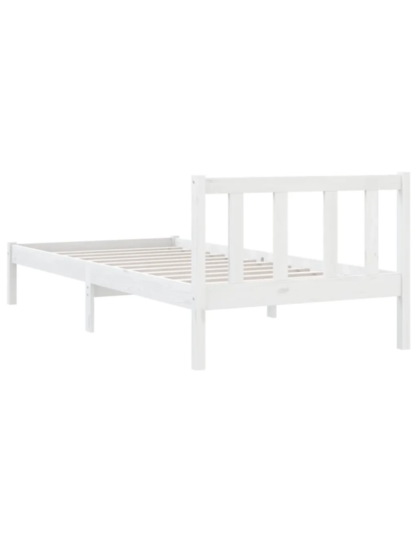 imagem de Cama Individual | Cama de adulto | Estrutura de cama 90x200 cm pinho maciço branco CFW4268426