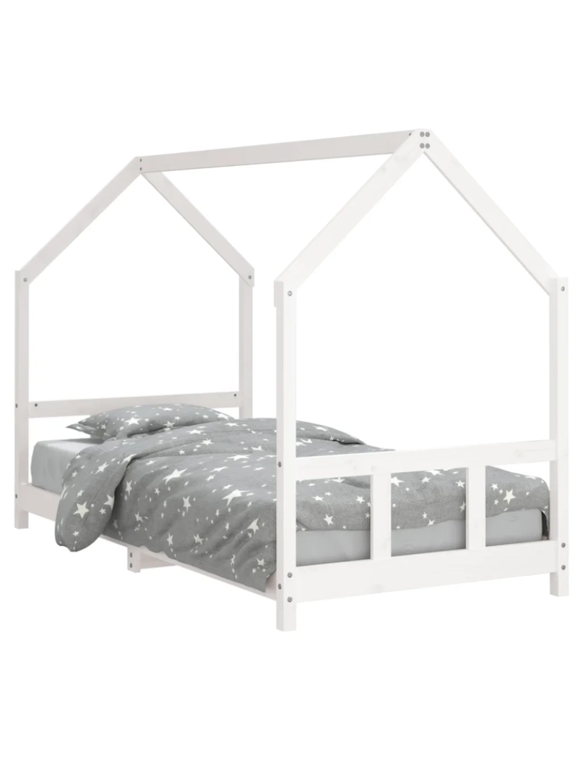 imagem de Cama Individual | Cama de adulto | Estrutura de cama infantil 90x190 cm pinho maciço branco CFW1442662