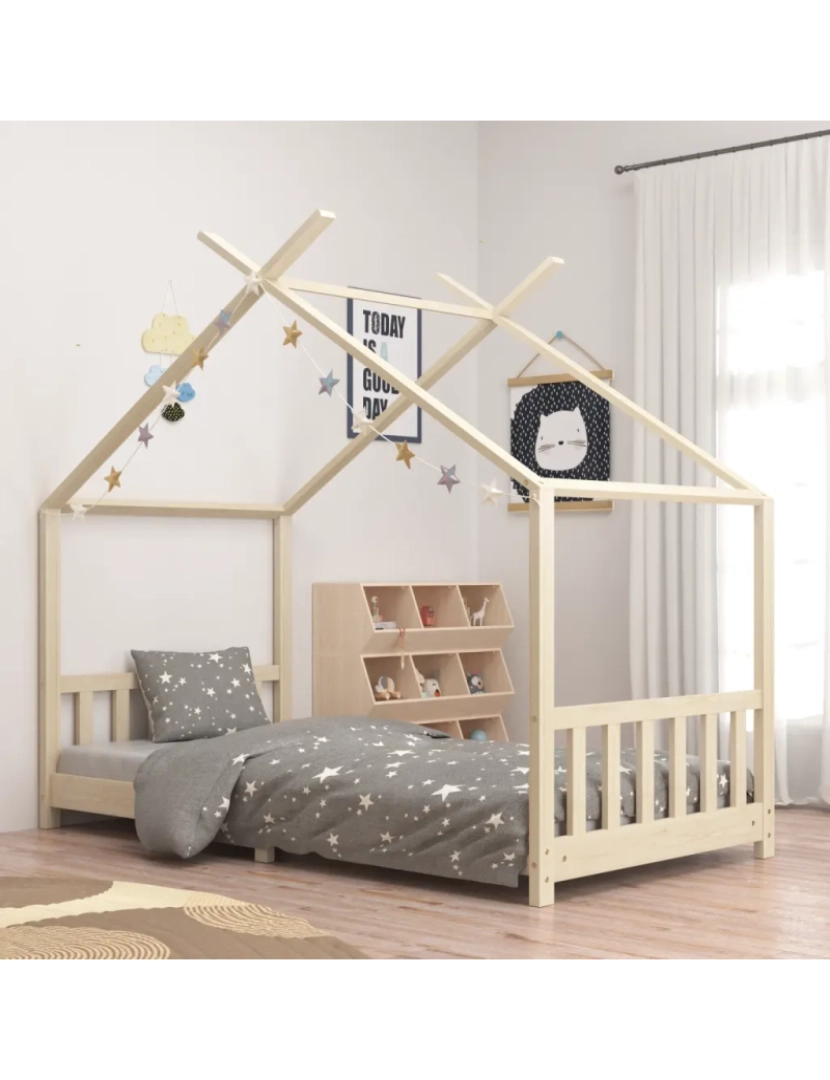 imagem de Cama Individual | Cama de adulto | Estrutura de cama para crianças 90x200 cm pinho maciço CFW2254901