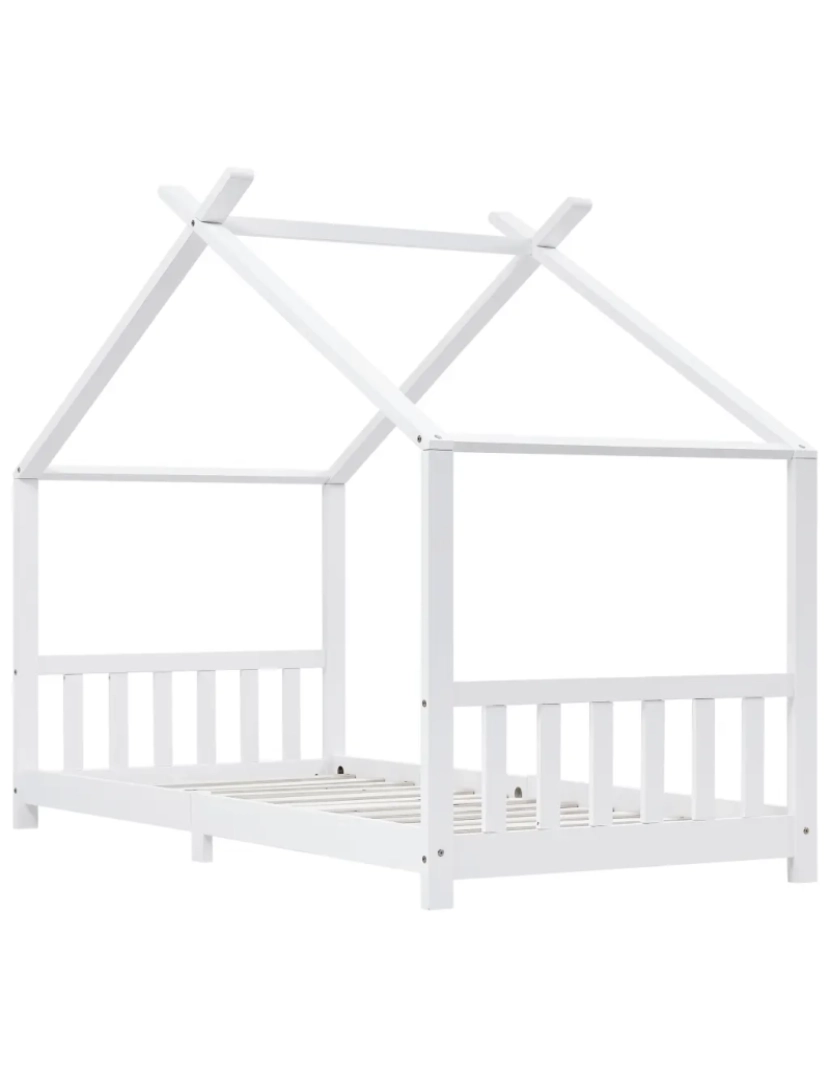 imagem de Cama Individual | Cama de adulto | Estrutura de cama para crianças 90x200 cm pinho maciço branco CFW5331633