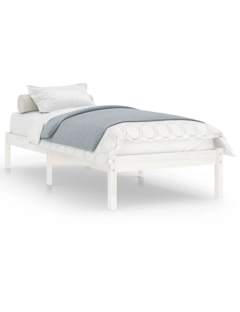 imagem de Cama Individual | Cama de adulto | Estrutura de cama solteiro 90x190 cm madeira maciça branco CFW8383722