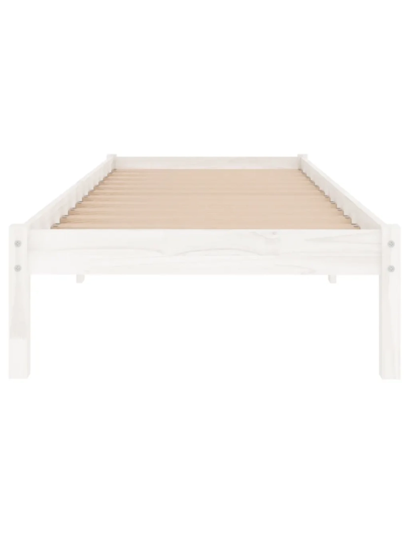 imagem de Cama Individual | Cama de adulto | Estrutura de cama solteiro 90x190 cm madeira maciça branco CFW8383724