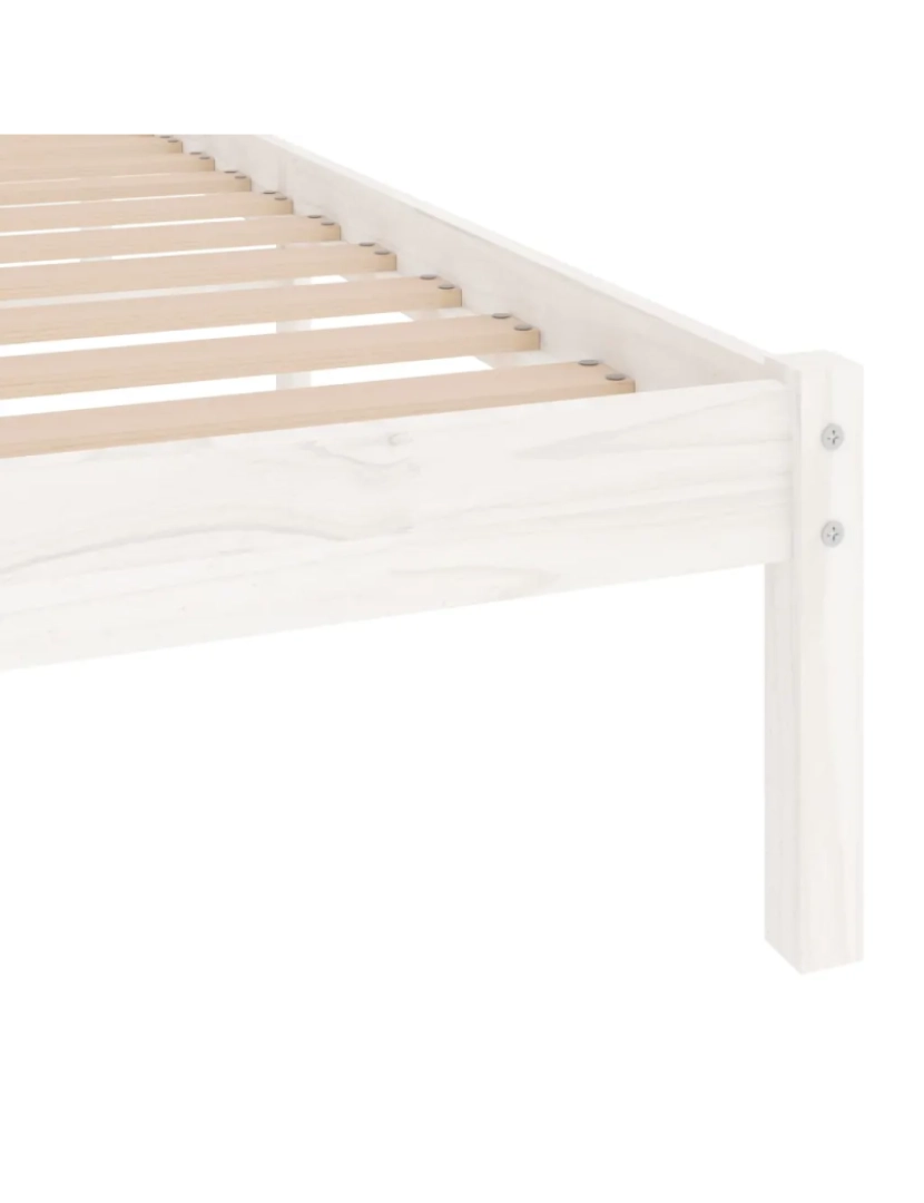 imagem de Cama Individual | Cama de adulto | Estrutura de cama solteiro 90x190 cm madeira maciça branco CFW8383726