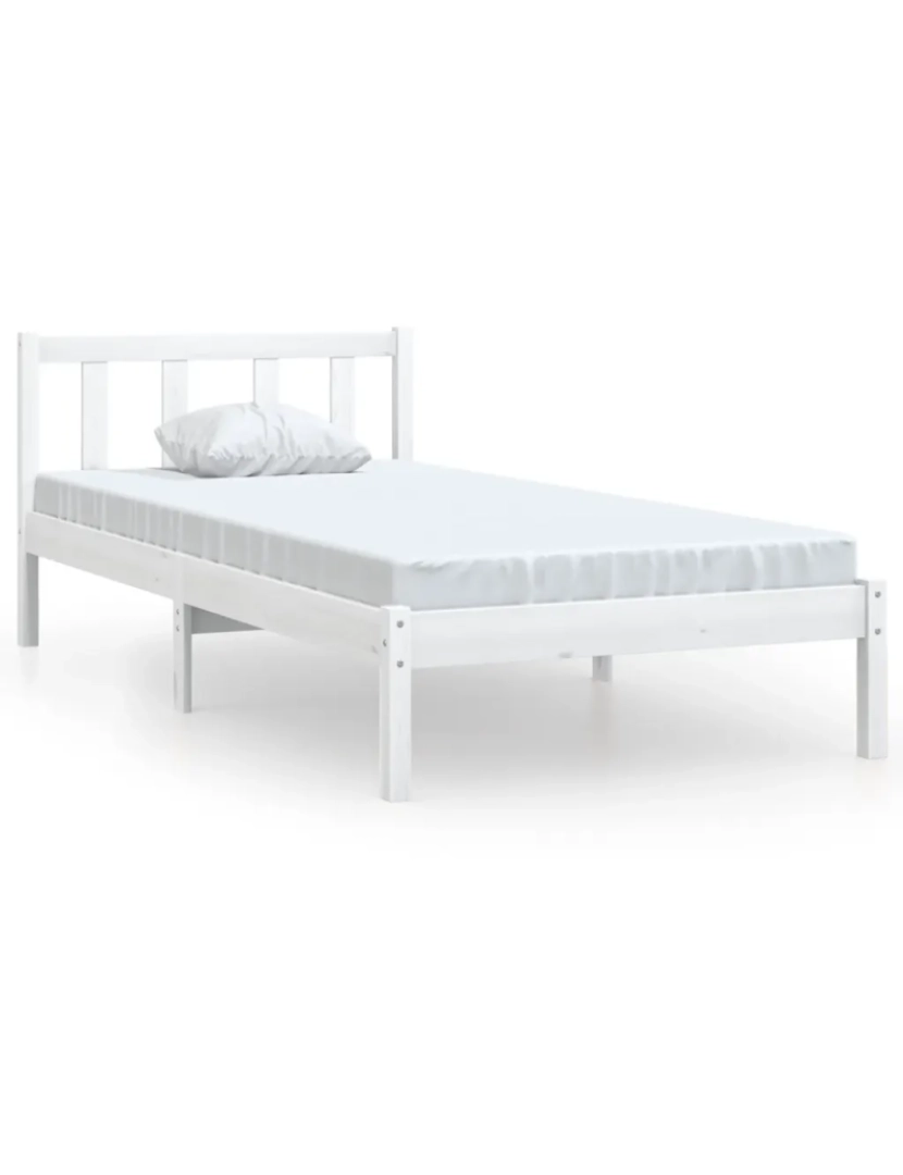 imagem de Cama de adulto | Estrutura de cama solteiro 90x190 cm pinho maciço branco CFW5012182