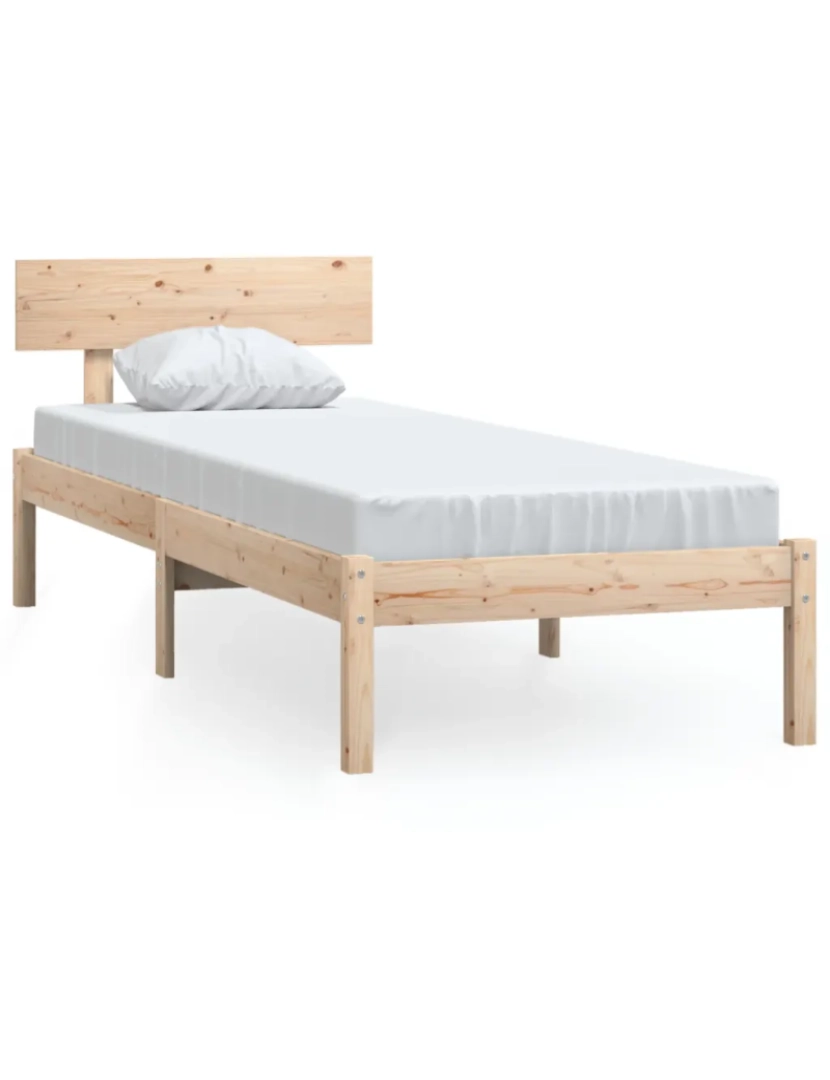 imagem de Cama Individual | Cama de adulto | Estrutura de cama solteiro UK 90x190 cm pinho maciço CFW2985492
