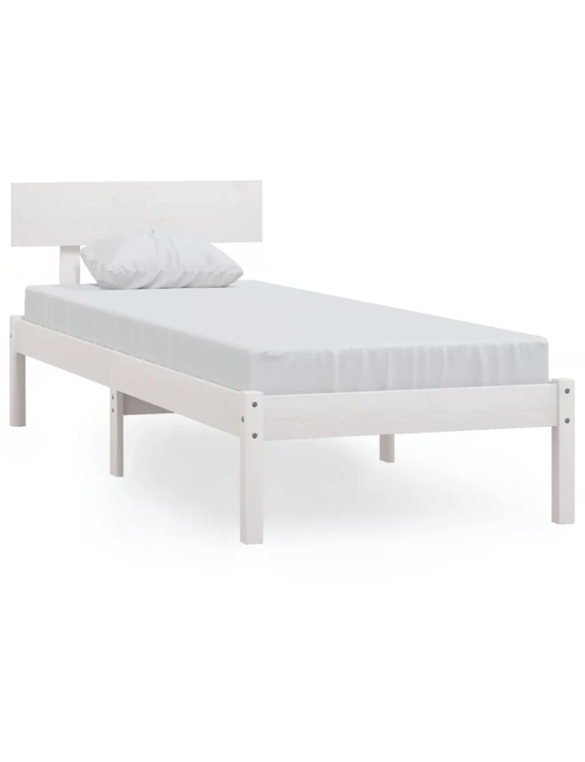 imagem de Cama Individual | Cama de adulto | Estrutura de cama solteiro UK 90x190 cm pinho maciço branco CFW1869212