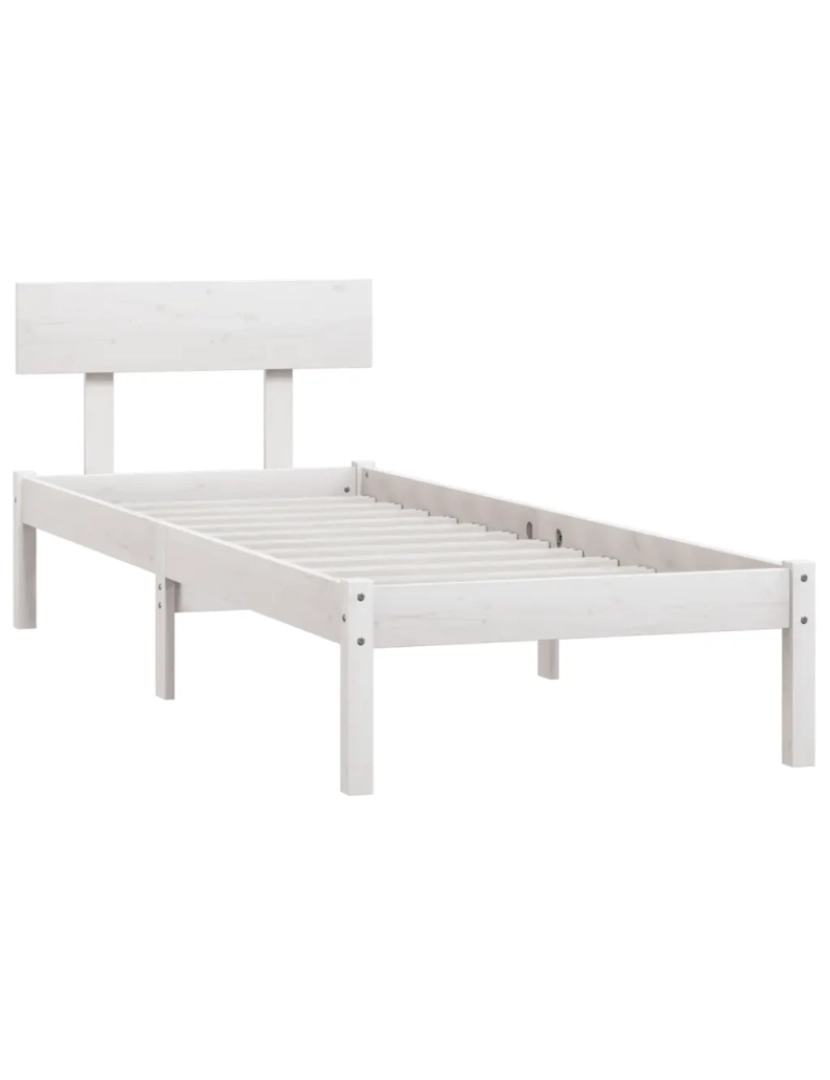 imagem de Cama Individual | Cama de adulto | Estrutura de cama solteiro UK 90x190 cm pinho maciço branco CFW1869213