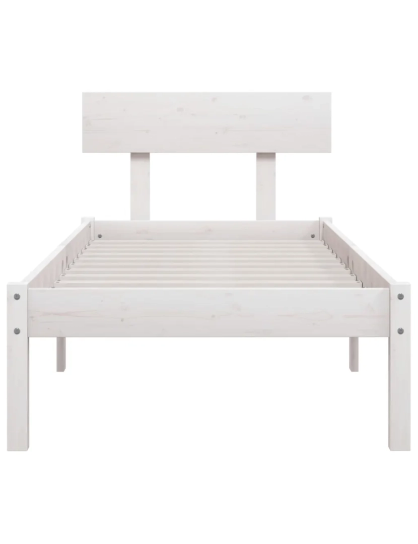imagem de Cama Individual | Cama de adulto | Estrutura de cama solteiro UK 90x190 cm pinho maciço branco CFW1869214