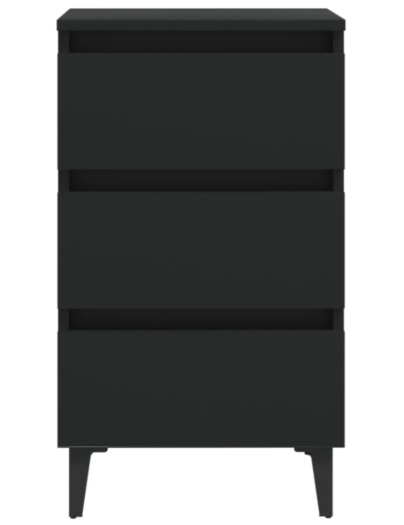 imagem de 2 pcs Mesa de cabeceira | Mesa Auxiliar Moderna | Criado-mudo c/ pernas de metal 40x35x69 cm preto CFW1417615