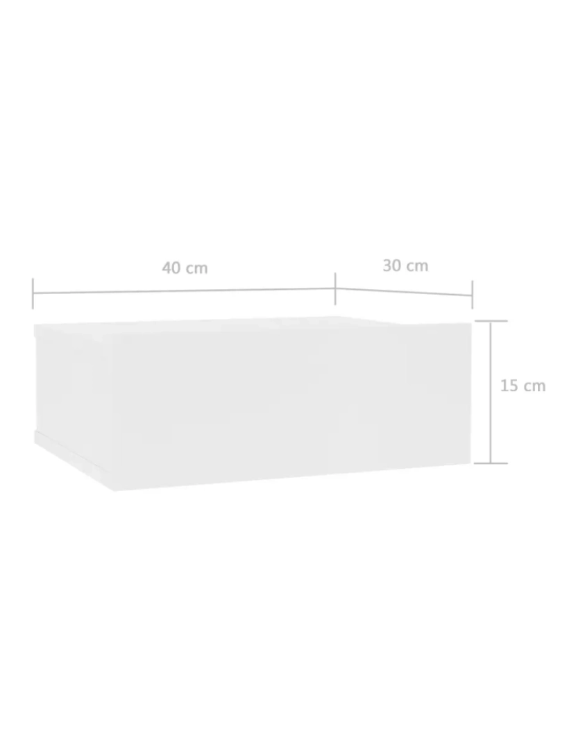 imagem de 2 pcs Mesa cabeceira | Mesa Auxiliar Moderna | Criado-mudo suspensa 40x30x15 cm contraplacado branco CFW5559897