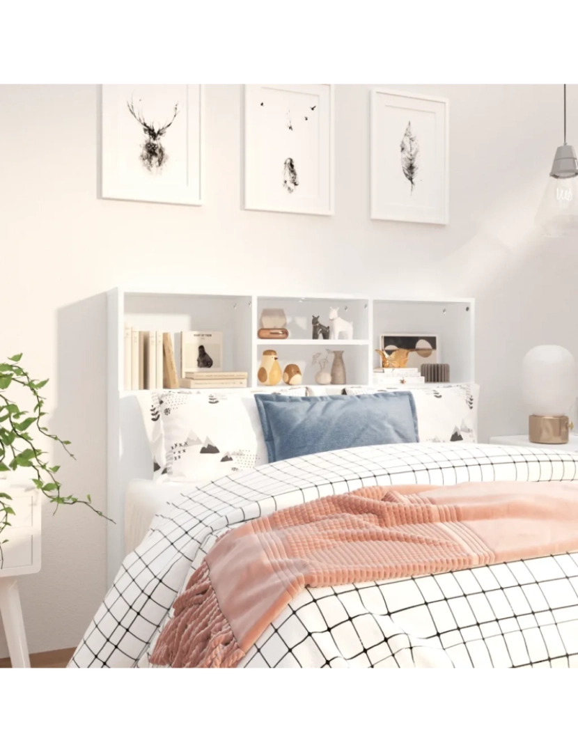 imagem de Cabeceira de cama，Decoração de parede com armário 120x19x103,5 cm branco CFW8521531