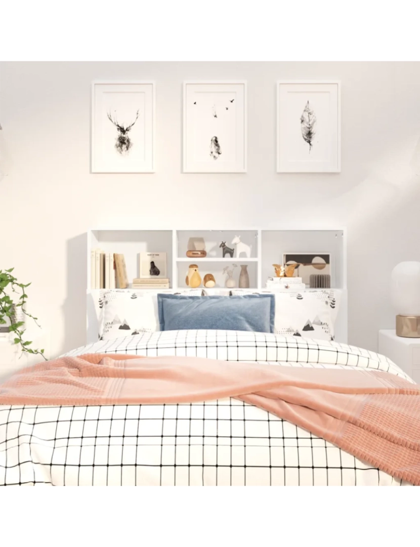 imagem de Cabeceira de cama，Decoração de parede com armário 120x19x103,5 cm branco CFW8521533