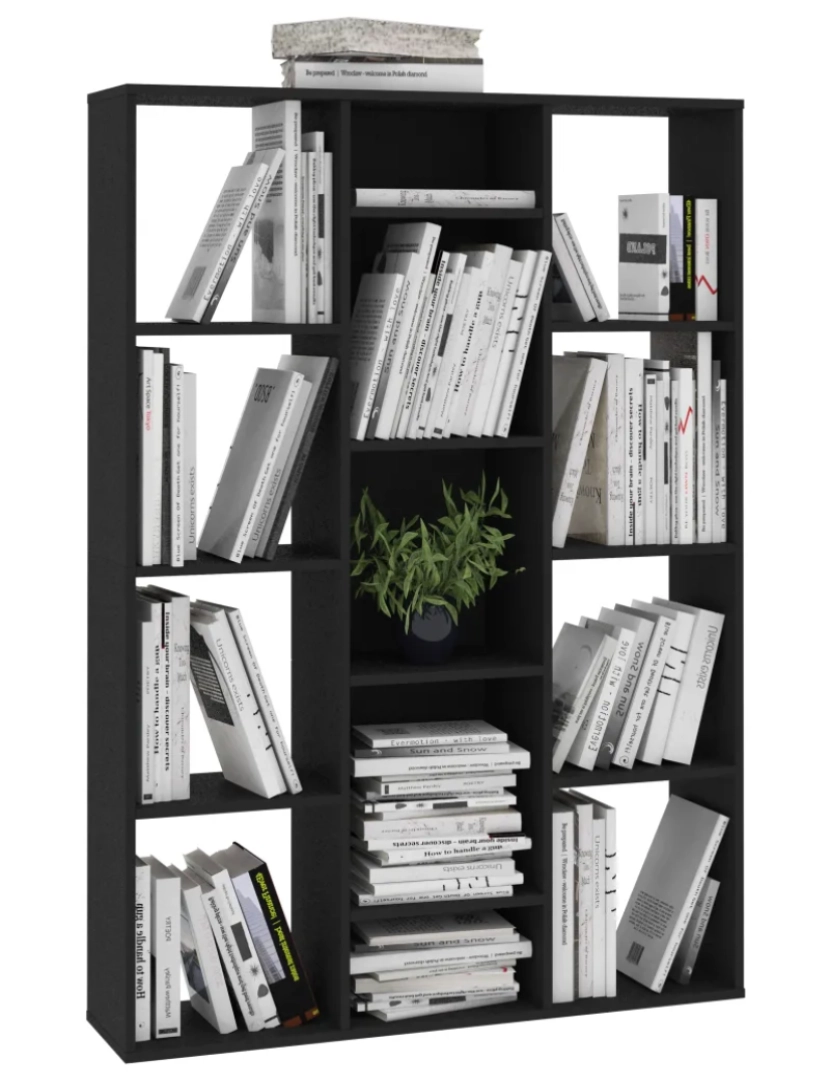imagem de Divisória/estante，Estante para Livros，Armário de livros 100x24x140 cm contraplacado preto CFW9216924