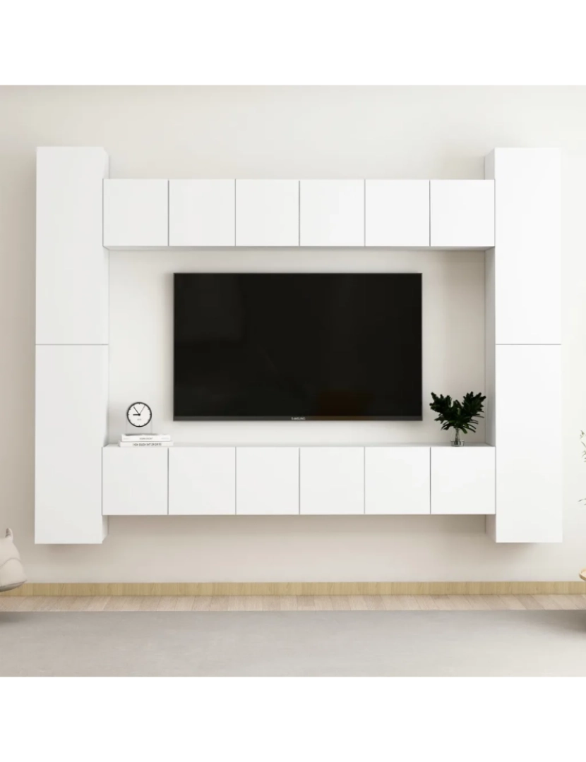 imagem de 10 pcs conjunto de móveis de TV，Mobiliário TV de Salon，Combinação Móvel TV contraplacado branco CFW5243591