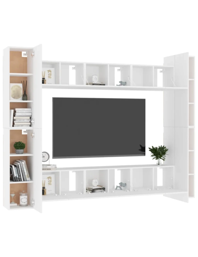 imagem de 10 pcs conjunto de móveis de TV，Mobiliário TV de Salon，Combinação Móvel TV contraplacado branco CFW5243593