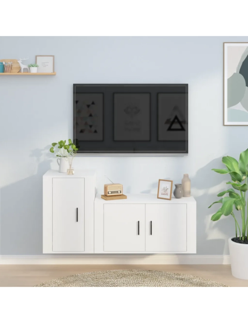 Vidaxl - 2 pcs conjunto móveis de TV，Mobiliário TV de Salon，Combinação Móvel TV derivados de madeira branco CFW394894