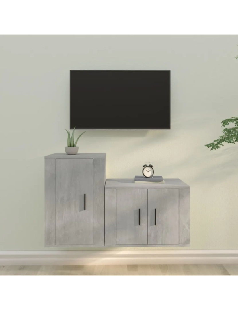 Vidaxl - 2 pcs conjunto móveis de TV，Mobiliário TV de Salon，Combinação Móvel TV derivados de madeira cinza cimento CFW329127