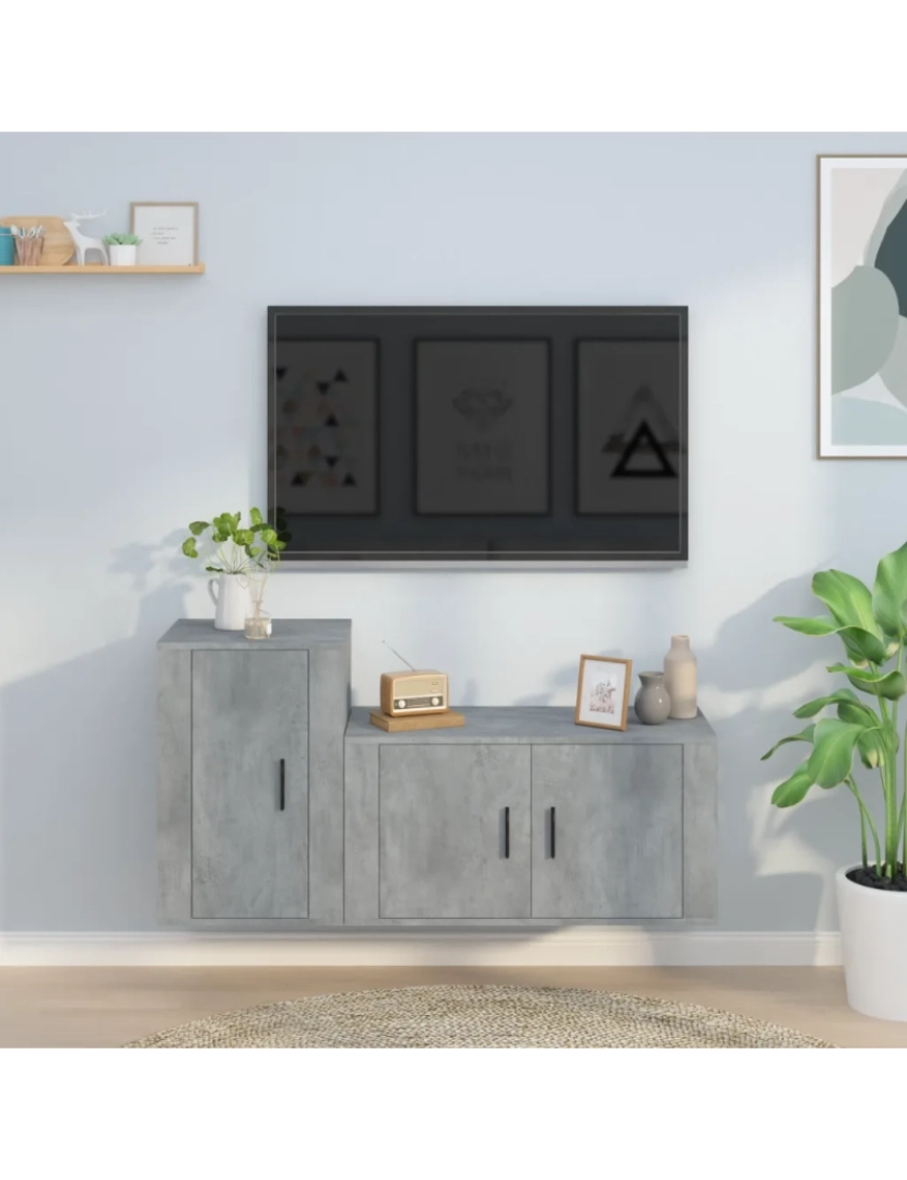 Vidaxl - 2 pcs conjunto móveis de TV，Mobiliário TV de Salon，Combinação Móvel TV derivados de madeira cinza cimento CFW308327