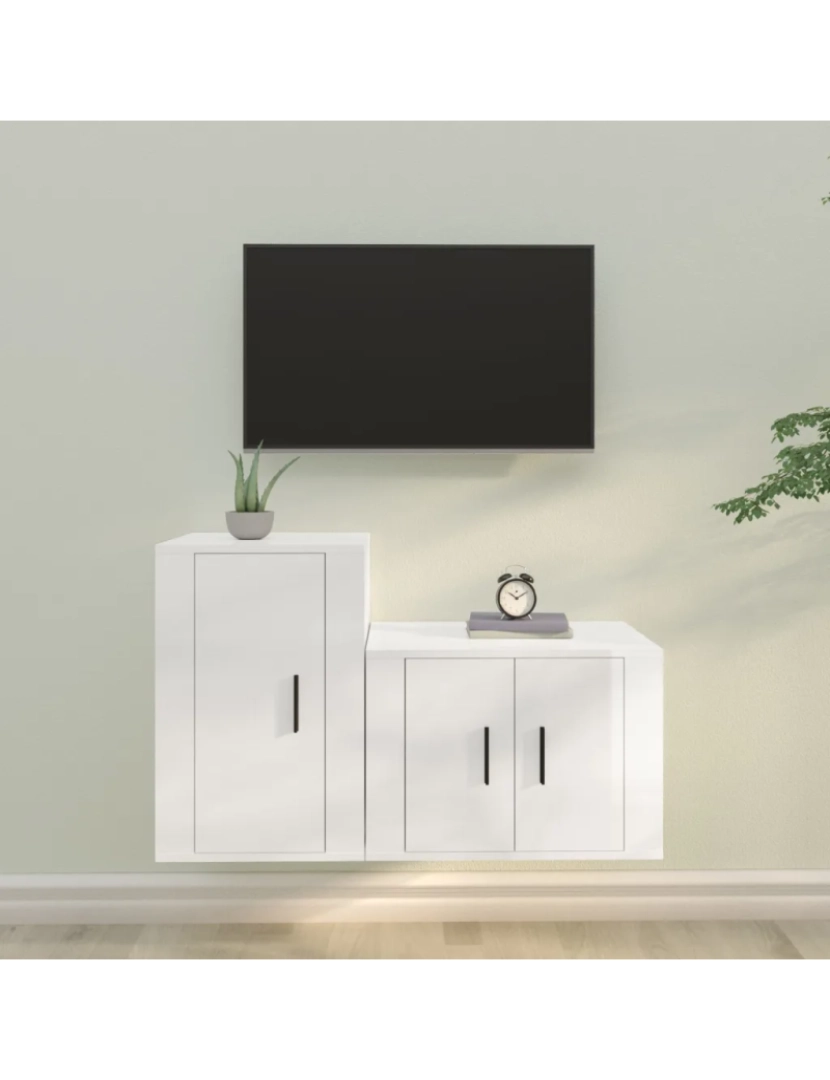 Vidaxl - 2 pcs conjunto móveis de TV，Mobiliário TV de Salon，Combinação Móvel TV derivados madeira branco brilhante CFW683667