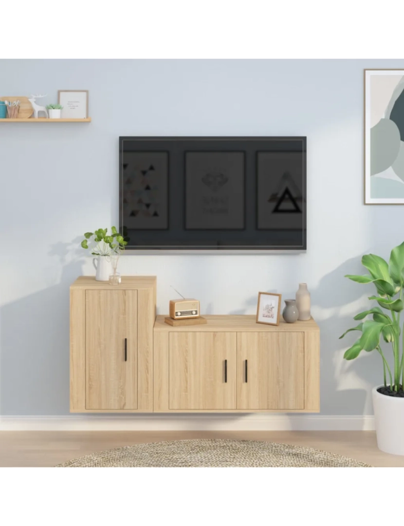 Vidaxl - 2 pcs conjunto móveis de TV，Mobiliário TV de Salon，Combinação Móvel TV derivados de madeira carvalho sonoma CFW259967