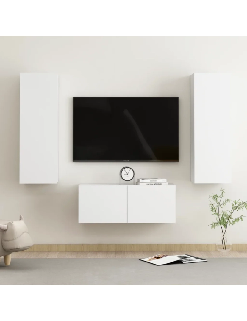 Vidaxl - 3 pcs conjunto de móveis de TV，Mobiliário TV de Salon，Combinação Móvel TV contraplacado branco CFW556109