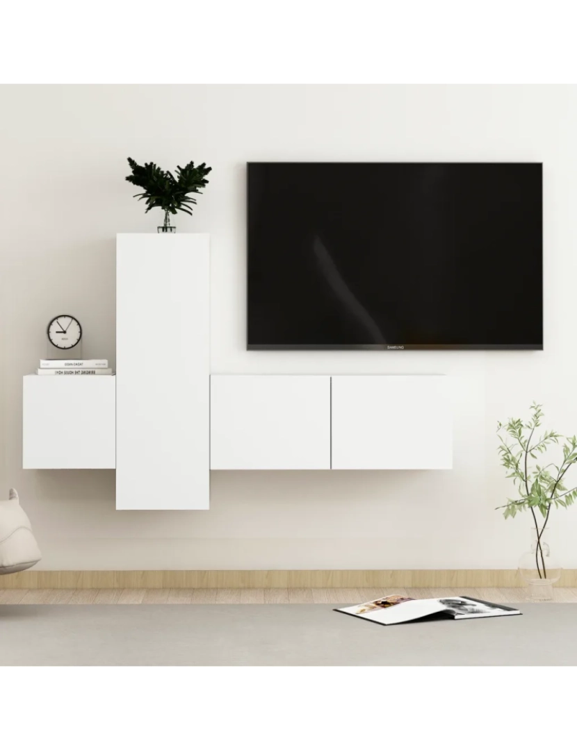 Vidaxl - 3 pcs conjunto de móveis de TV，Mobiliário TV de Salon，Combinação Móvel TV contraplacado branco CFW523081