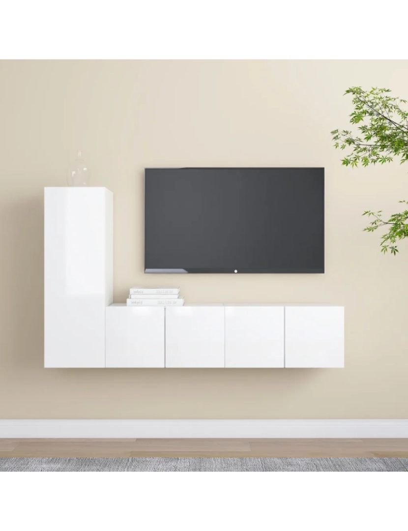 Vidaxl - 3 pcs conjunto de móveis de TV，Mobiliário TV de Salon，Combinação Móvel TV contraplacado branco brilhante CFW835052