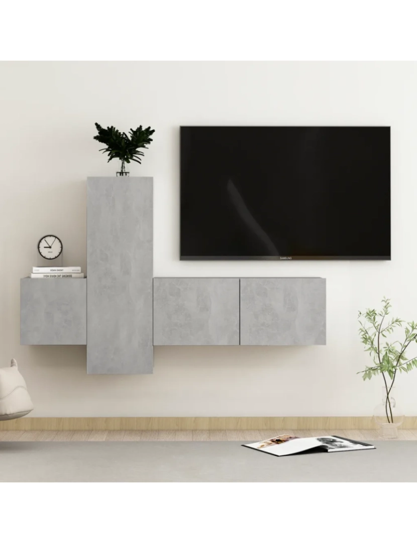 Vidaxl - 3 pcs conjunto de móveis de TV，Mobiliário TV de Salon，Combinação Móvel TV contraplacado cinzento cimento CFW652042