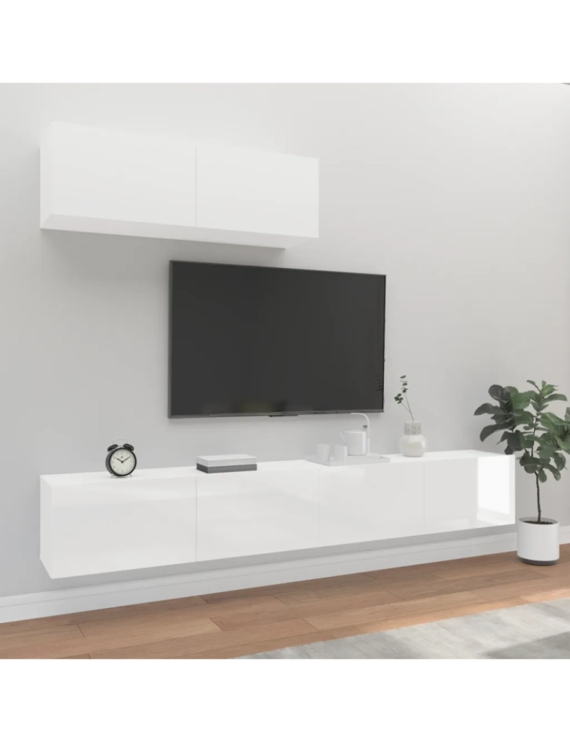 Vidaxl - 3 pcs conjunto móveis de TV，Mobiliário TV de Salon，Combinação Móvel TV madeira processada branco brilhante CFW720270
