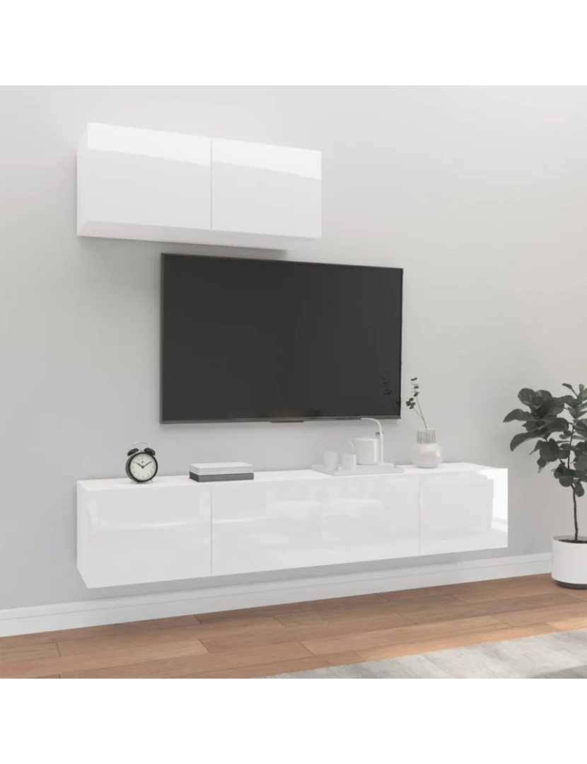 Vidaxl - 3 pcs conjunto móveis de TV，Mobiliário TV de Salon，Combinação Móvel TV madeira processada branco brilhante CFW419394
