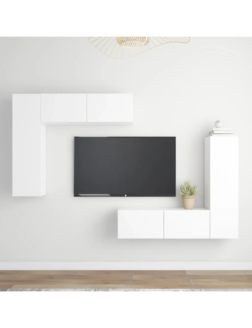 Vidaxl - 4 pcs conjunto de móveis de TV，Mobiliário TV de Salon，Combinação Móvel TV contraplacado branco CFW459903