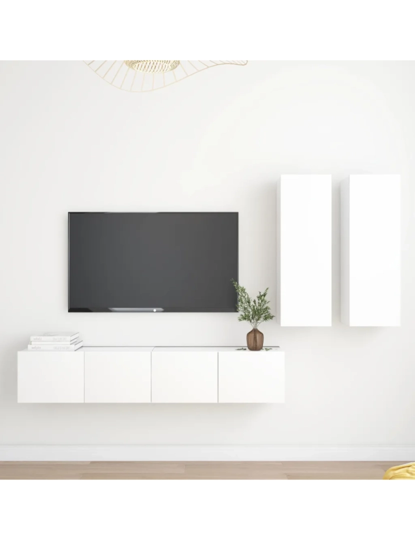 Vidaxl - 4 pcs conjunto de móveis de TV，Mobiliário TV de Salon，Combinação Móvel TV contraplacado branco CFW633775
