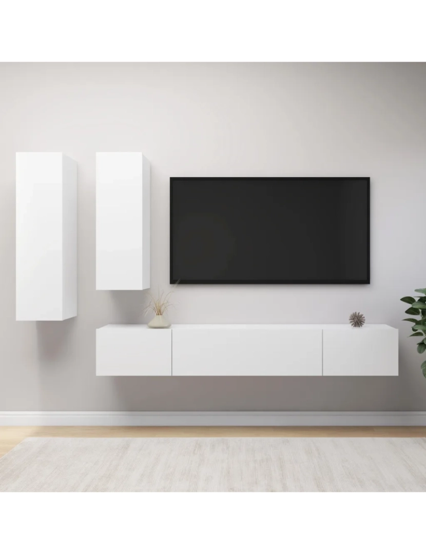 Vidaxl - 4 pcs conjunto de móveis de TV，Mobiliário TV de Salon，Combinação Móvel TV contraplacado branco CFW159768