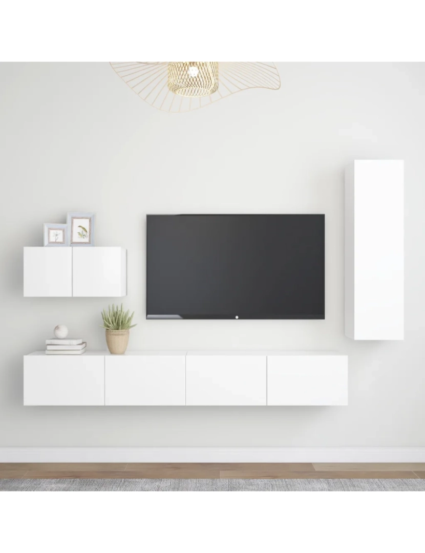 Vidaxl - 4 pcs conjunto de móveis de TV，Mobiliário TV de Salon，Combinação Móvel TV contraplacado branco CFW810571