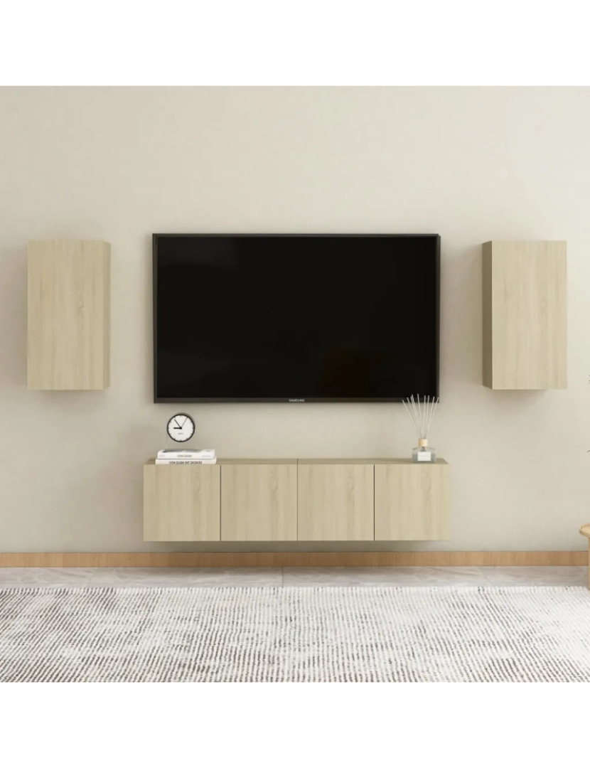 Vidaxl - 4 pcs conjunto de móveis de TV，Mobiliário TV de Salon，Combinação Móvel TV contraplacado carvalho sonoma CFW538181