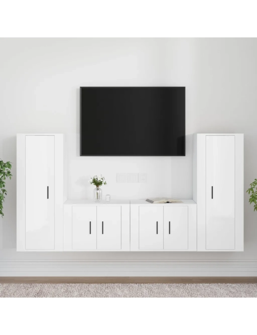 Vidaxl - 4 pcs conjunto móveis de TV，Mobiliário TV de Salon，Combinação Móvel TV madeira processada branco brilhante CFW919994