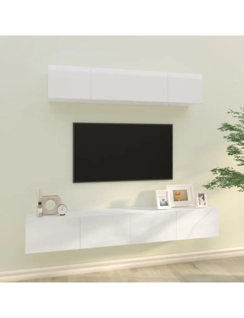 Vidaxl - 4 pcs conjunto móveis de TV，Mobiliário TV de Salon，Combinação Móvel TV madeira processada branco brilhante CFW536487