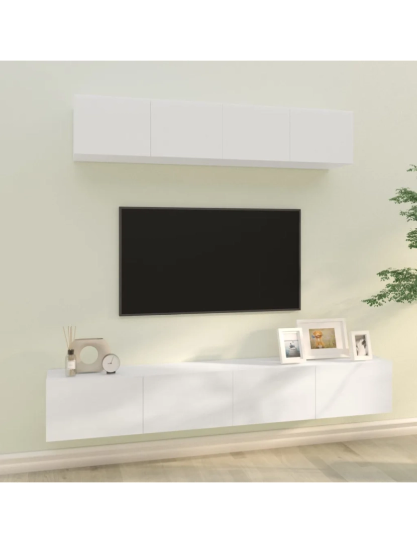 Vidaxl - 4 pcs conjunto móveis de TV，Mobiliário TV de Salon，Combinação Móvel TV madeira processada branco brilhante CFW869315