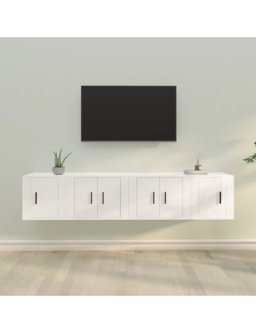 Vidaxl - 4 pcs conjunto móveis de TV，Mobiliário TV de Salon，Combinação Móvel TV madeira processada branco brilhante CFW742609