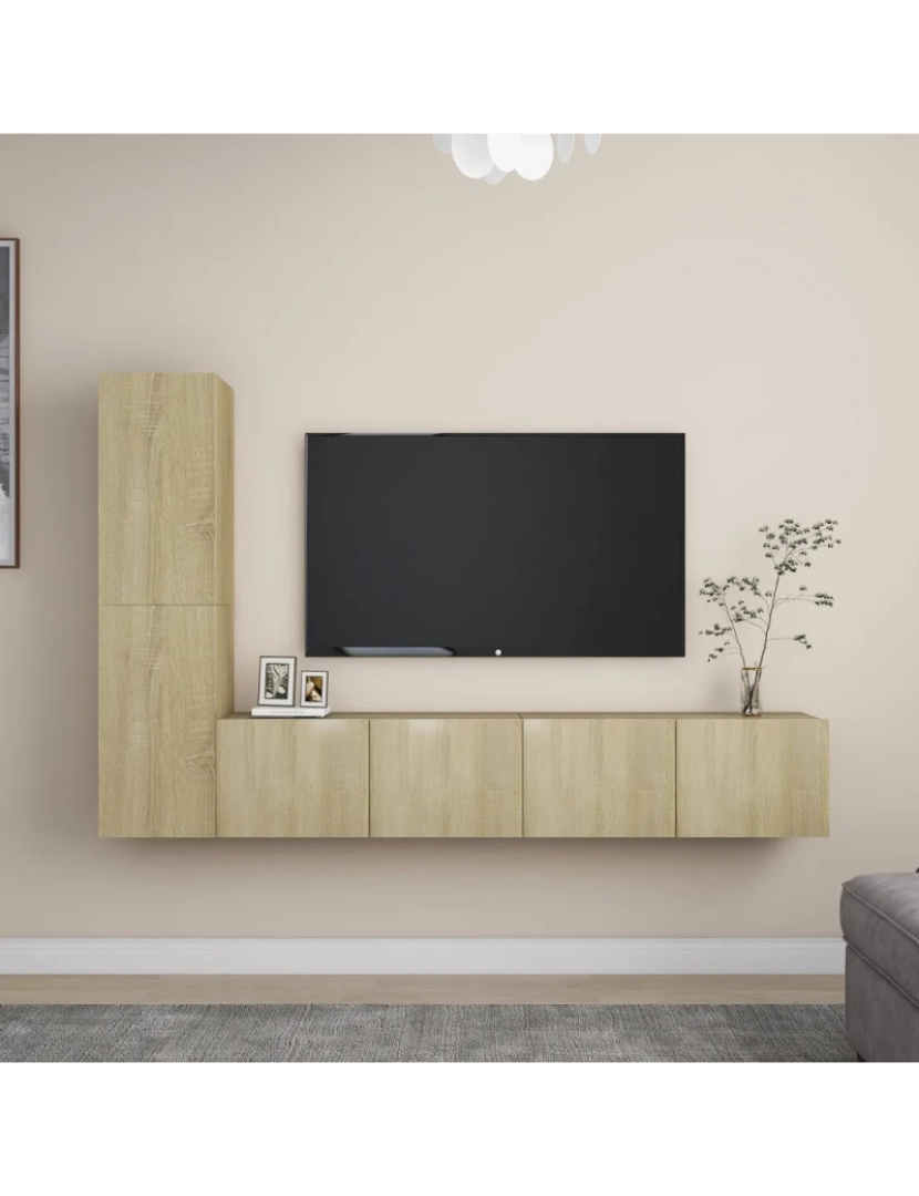 Vidaxl - 4 pcs conjunto de móveis de TV，Mobiliário TV de Salon，Combinação Móvel TV contraplacado cor carvalho sonoma CFW306709