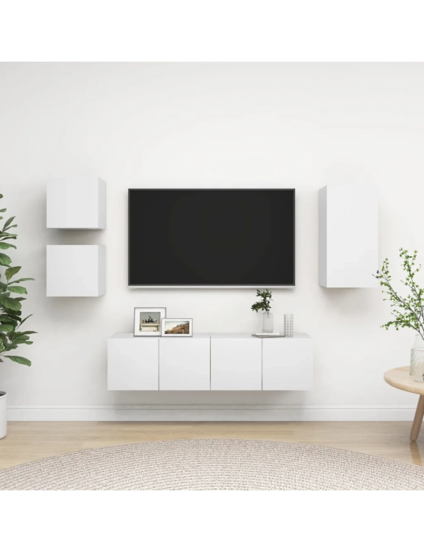 Vidaxl - 5 pcs conjunto de móveis de TV，Mobiliário TV de Salon，Combinação Móvel TV contraplacado branco CFW888419