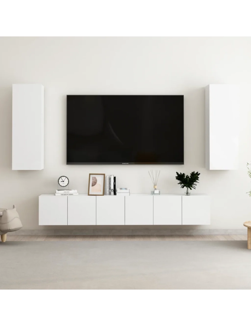 Vidaxl - 5 pcs conjunto de móveis de TV，Mobiliário TV de Salon，Combinação Móvel TV contraplacado branco brilhante CFW845027