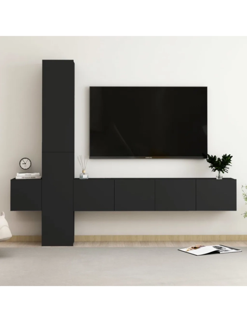 Vidaxl - 5 pcs conjunto de móveis de TV，Mobiliário TV de Salon，Combinação Móvel TV contraplacado preto CFW716496